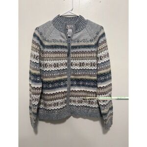 Tiara International Vintage Woman's Size S Long Sleeves Blue Full Zip